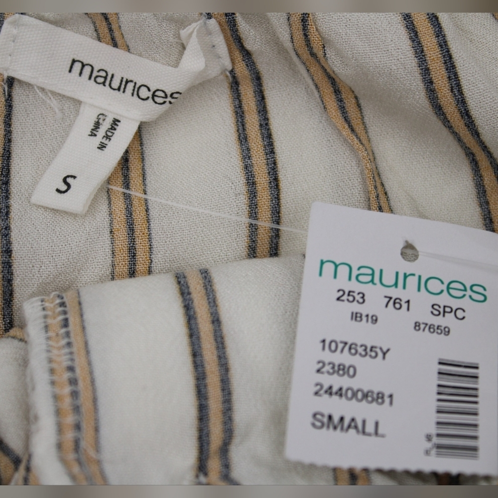 NWT Maurices Off-the-Shoulder Striped Blouse – Mustard & Cream - Picture 5 of 8